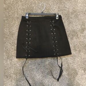 Suede tie up skirt